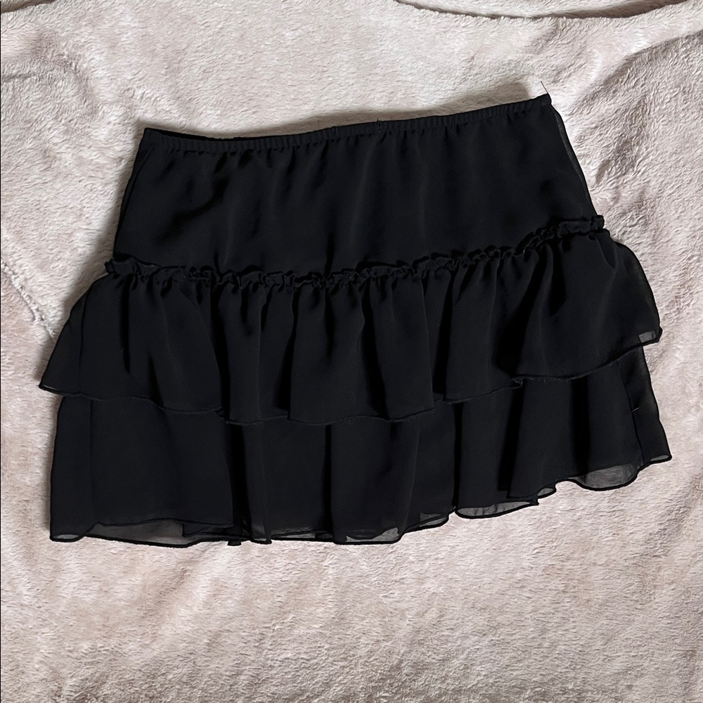 Chic Black Layered Mini Skirt